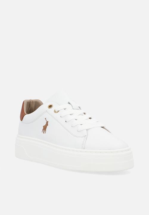 POLO - Leather platform sneaker - white/gold