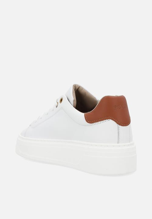 POLO - Leather platform sneaker - white/gold
