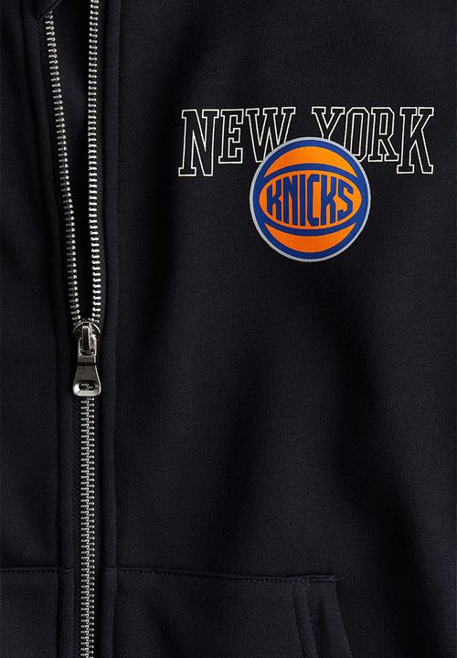 H&M - Motif-detail zip-through hoodie - navy blue new york knicks
