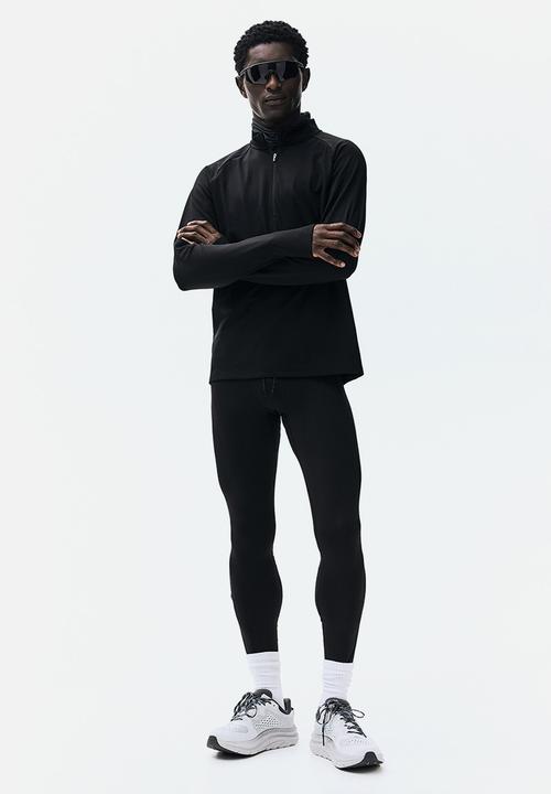 H&M - Zip-top midlayer sports top with thermomove™ - black