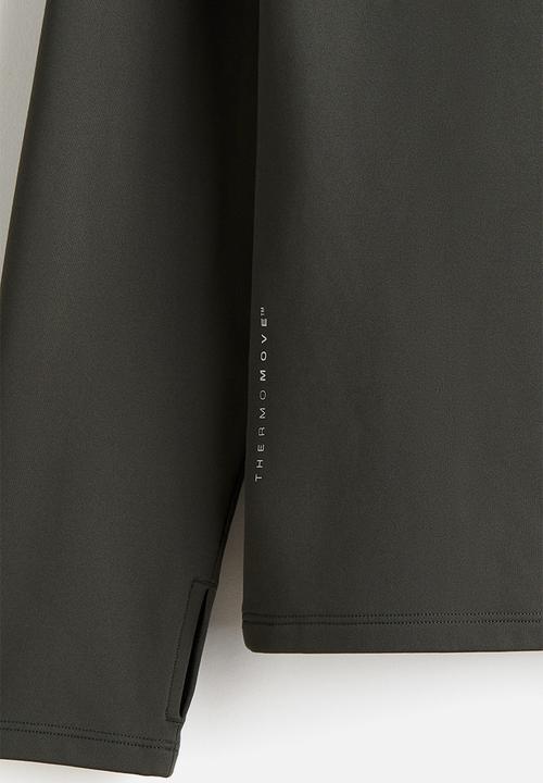H&M - Zip-top midlayer sports top with thermomove™ - dark green