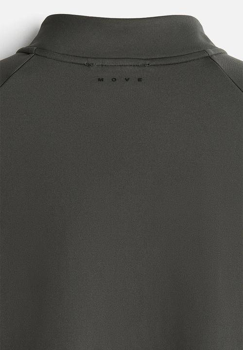 H&M - Zip-top midlayer sports top with thermomove™ - dark green