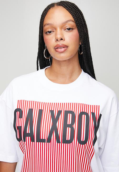 GALXBOY - STRIPED T-SHIRT  - WHITE