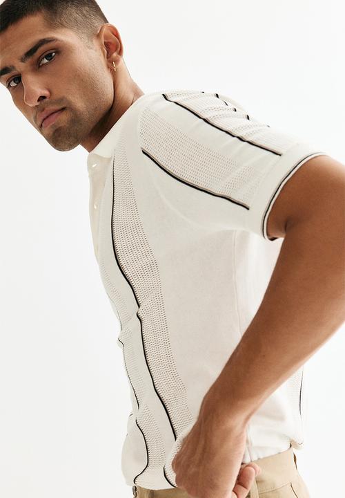 H&M - Regular fit polo shirt - white striped