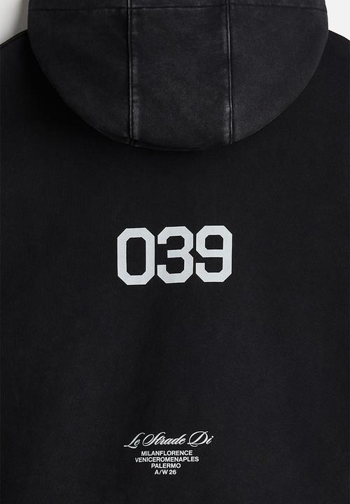 H&M - Oversized fit washed hoodie - black/le strade di