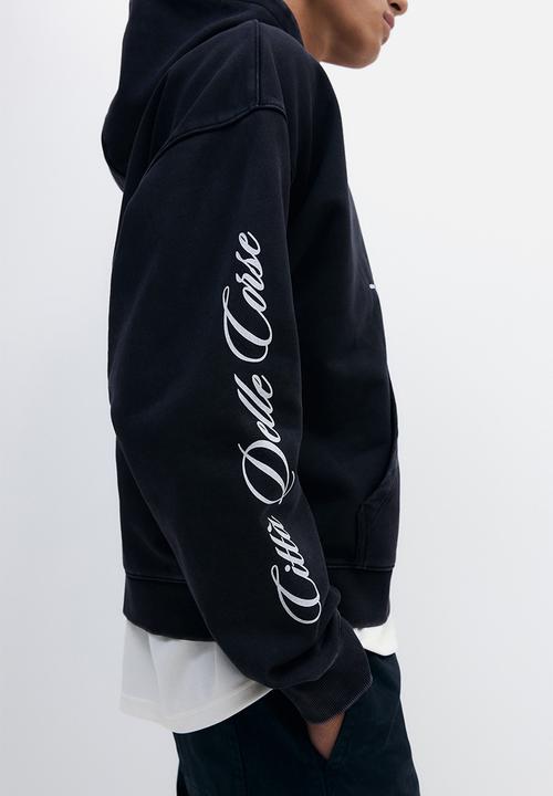 H&M - Oversized fit washed hoodie - black/le strade di
