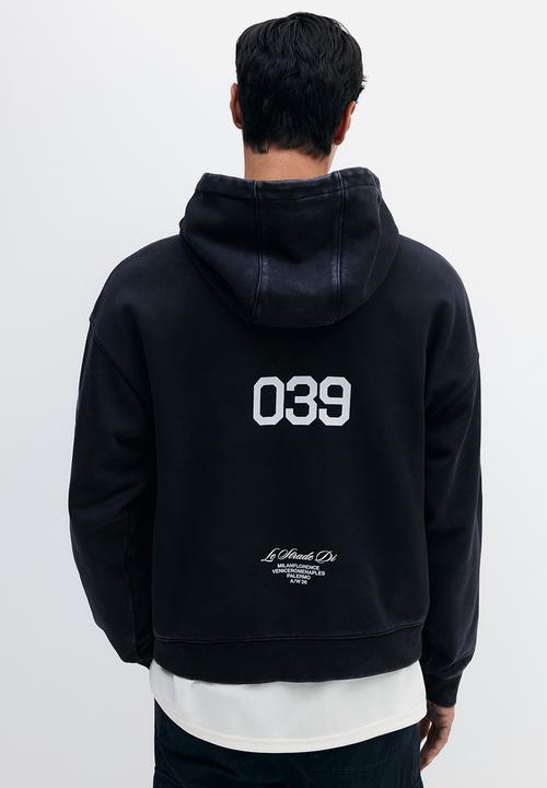 H&M - Oversized fit washed hoodie - black/le strade di