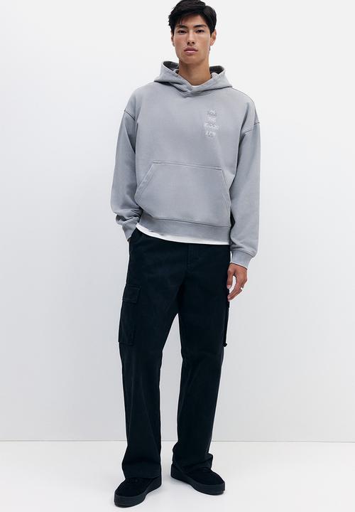 H&M - Oversized fit washed hoodie - light grey