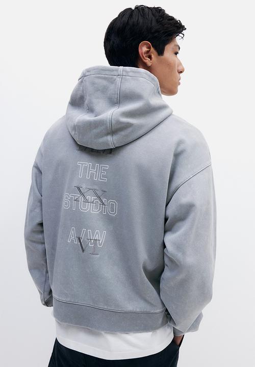 H&M - Oversized fit washed hoodie - light grey