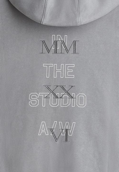 H&M - Oversized fit washed hoodie - light grey