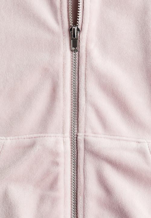 H&M - Velour zip-through hoodie - powder pink