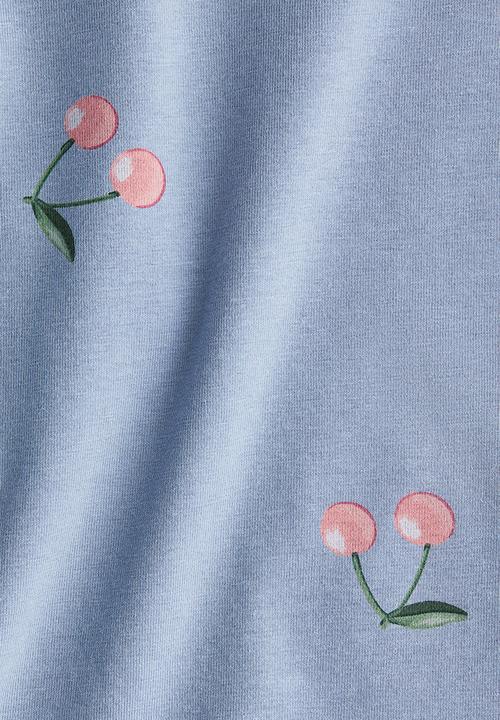 H&M - Printed jersey top - light blue/cherries 