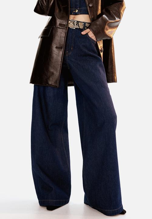 H&M - Wide high jeans - dark denim blue