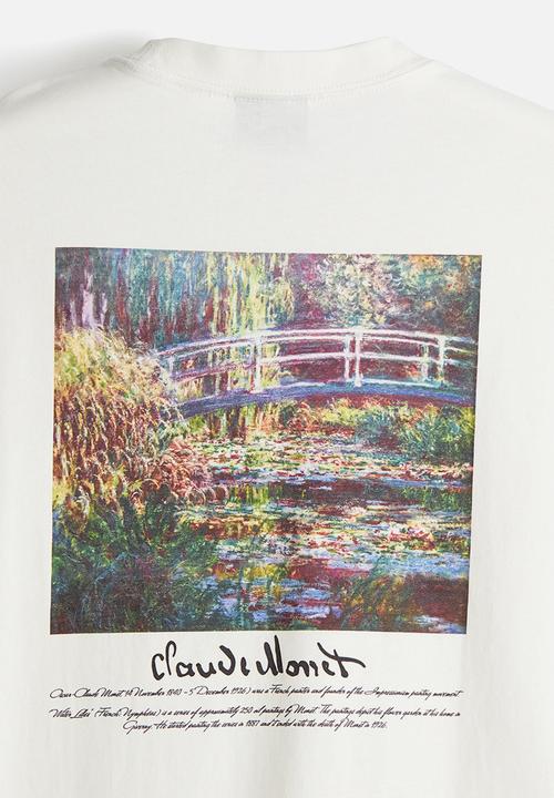H&M - Loose fit t-shirt - white/claude monet