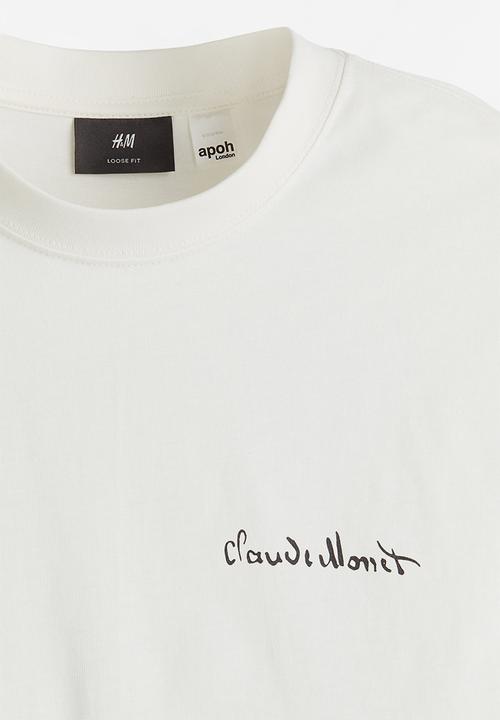 H&M - Loose fit t-shirt - white/claude monet