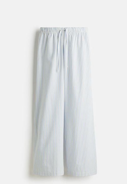 H&M - Flannel pyjama bottoms - white & light blue striped
