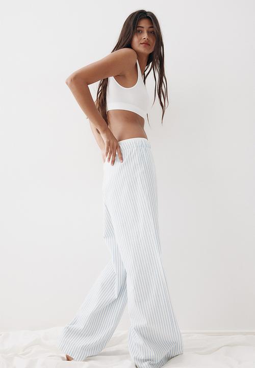 H&M - Flannel pyjama bottoms - white & light blue striped