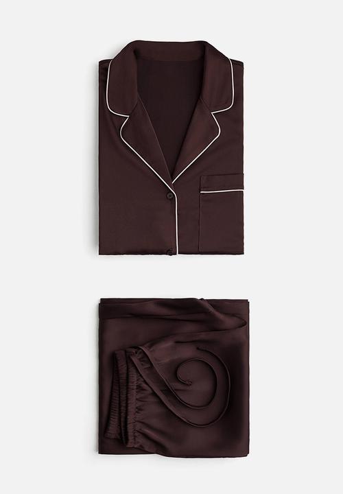 H&M - Satin pyjamas - dark brown