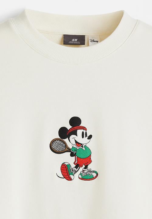 H&M - Oversized fit printed sweatshirt - white/mickey mousee