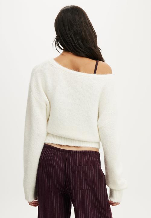 Cotton On - Fluffy off the shoulder knit - coconut milk
