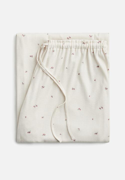 H&M - Pointelle pyjama bottoms - cream floral 
