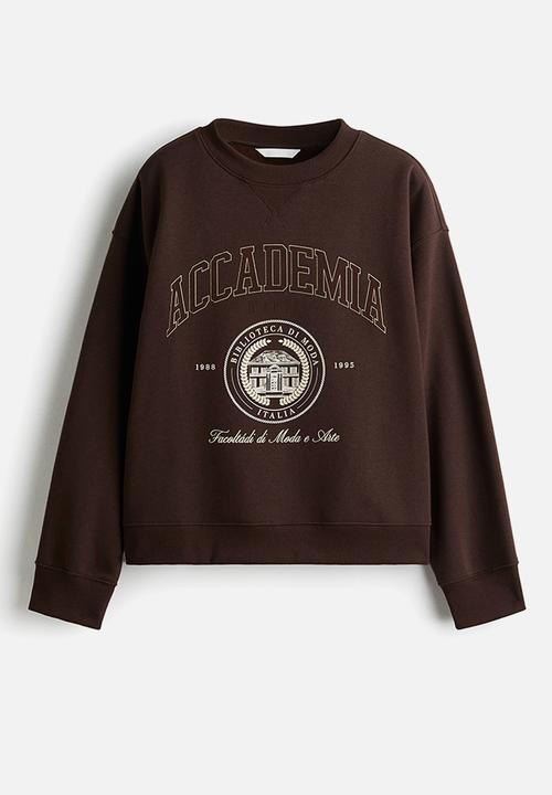 H&M - Text-motif sweatshirt - dark brown accademia