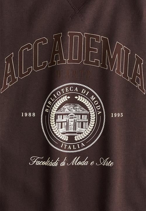 H&M - Text-motif sweatshirt - dark brown accademia