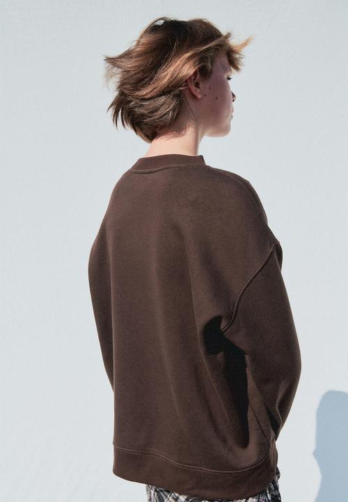 H&M - Text-motif sweatshirt - dark brown accademia