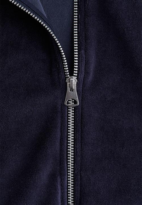 H&M - Velour zip-through jacket - navy blue
