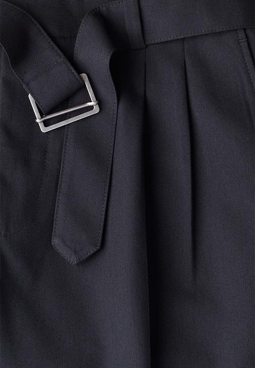 H&M - Relaxed fit belted trousers - navy blue