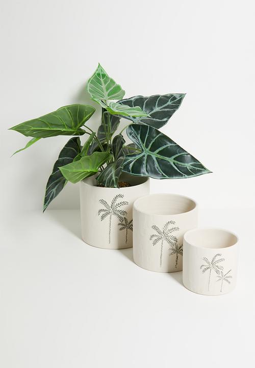 H&S - Palms planter set of 3 - Ecru