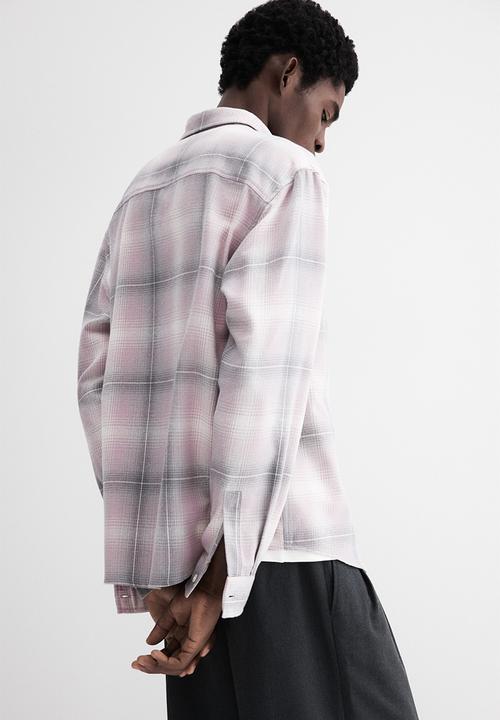 Loose fit flannel shirt - pink/checked - 1296170004