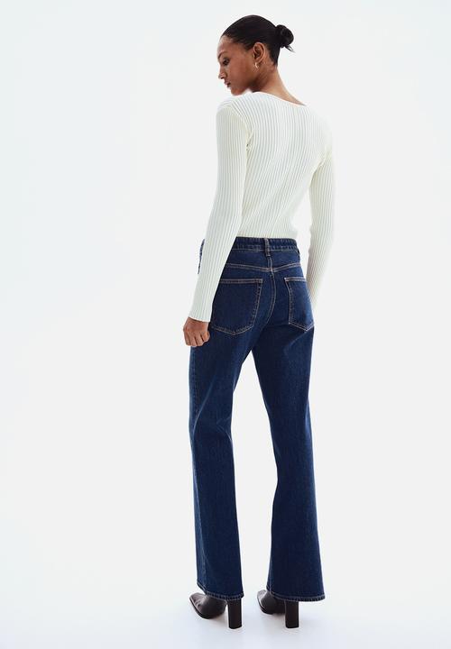H&M - Bootcut high jeans - dark denim blue