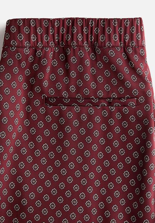 H&M - Pull-on trousers - burgundy/patterned 