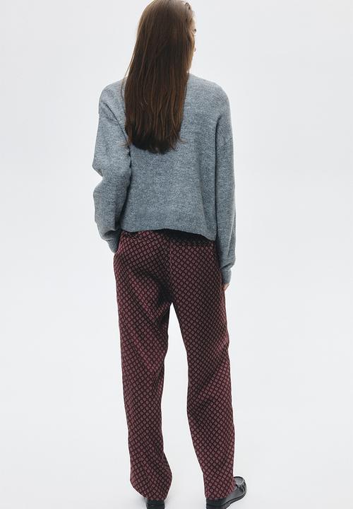 H&M - Pull-on trousers - burgundy/patterned 
