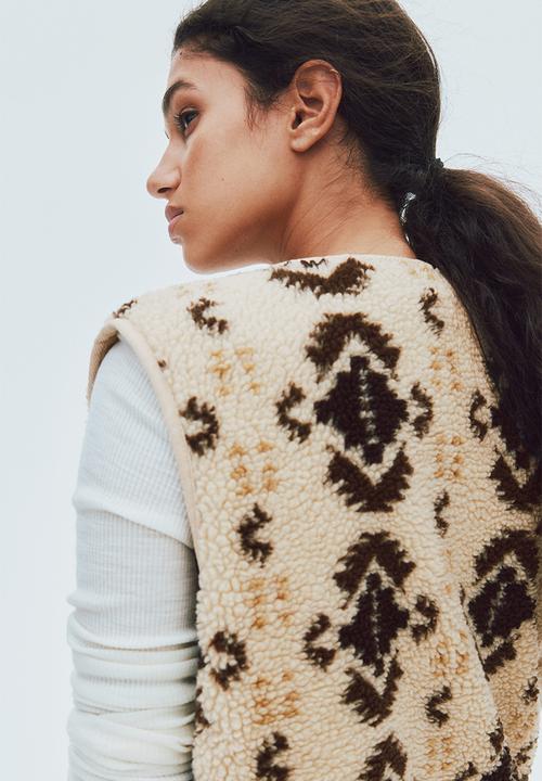 H&M - Teddy gilet - beige/patterned