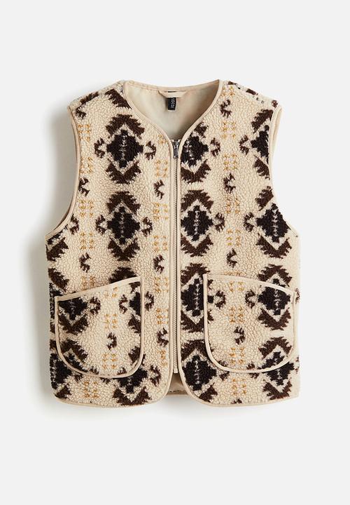 H&M - Teddy gilet - beige/patterned