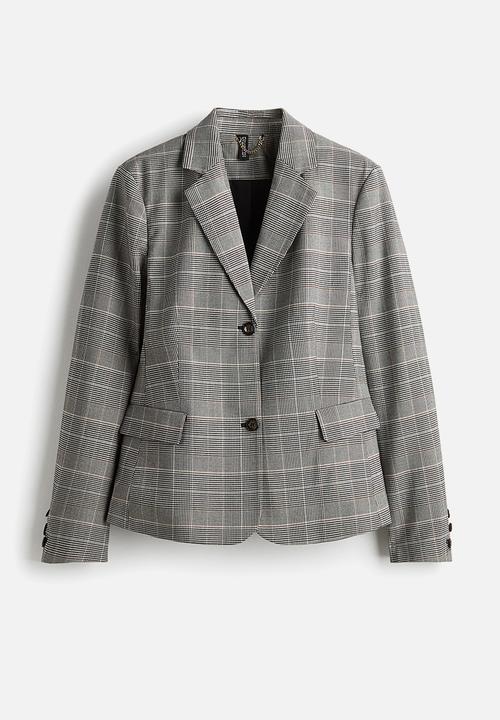H&M - Single-breasted blazer - grey/checked