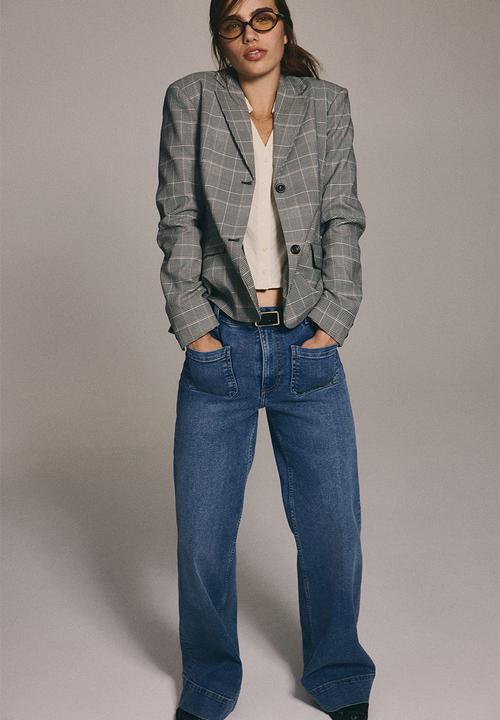 H&M - Single-breasted blazer - grey/checked