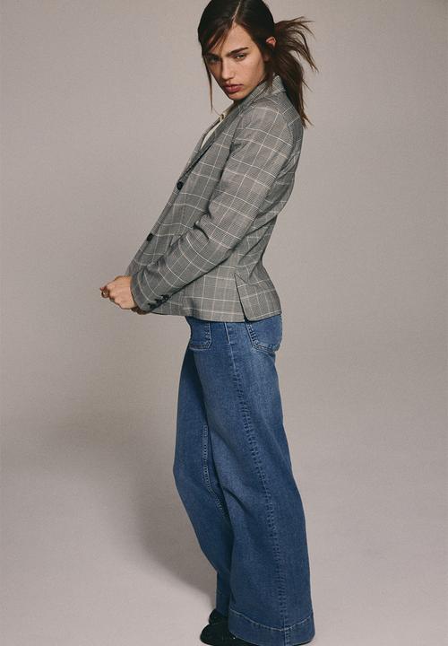H&M - Single-breasted blazer - grey/checked