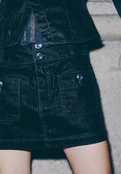 H&M - Rhinestone-button mini skirt - black