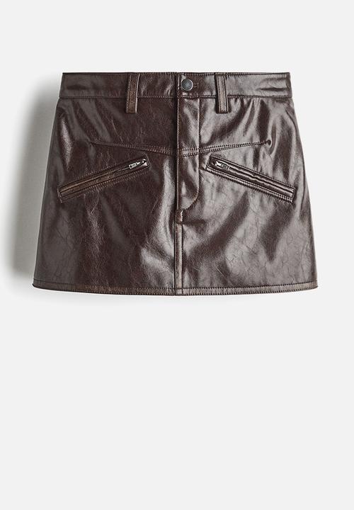 H&M - Coated mini skirt - dark brown 