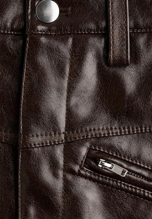 H&M - Coated mini skirt - dark brown 