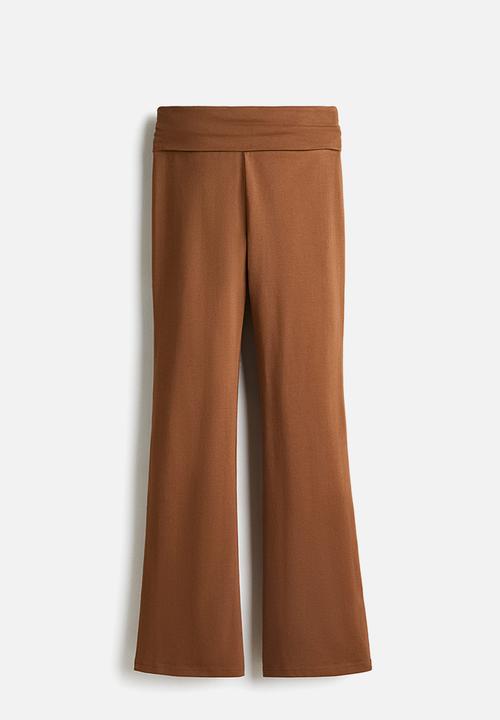 H&M - Foldover-waist cotton trousers - light brown