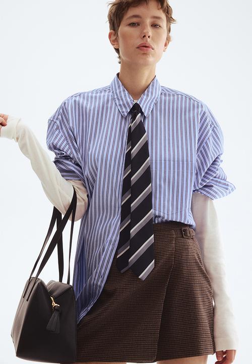H&M - Wrap skort - dark beige dogtooth pattern