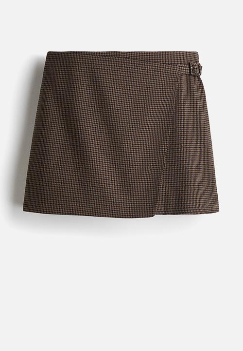 H&M - Wrap skort - dark beige dogtooth pattern
