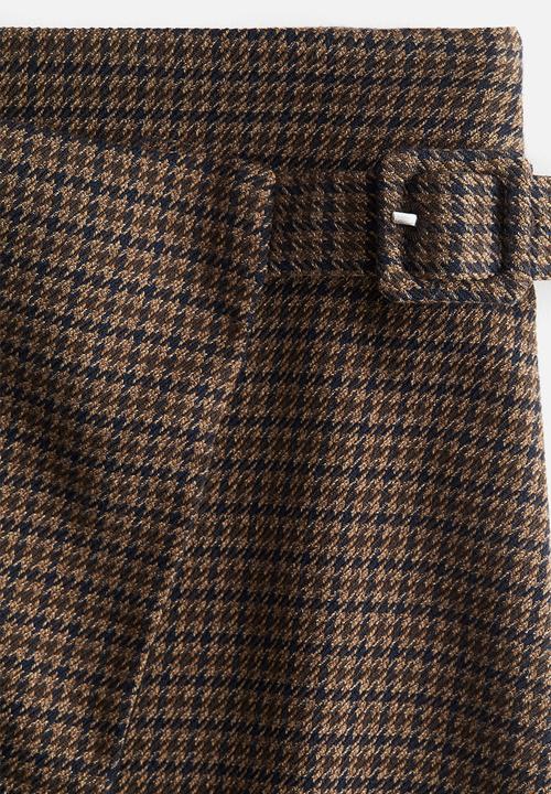 H&M - Wrap skort - dark beige dogtooth pattern