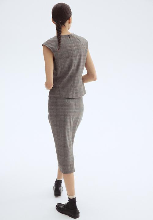 H&M - Pencil skirt - grey dogtooth pattern