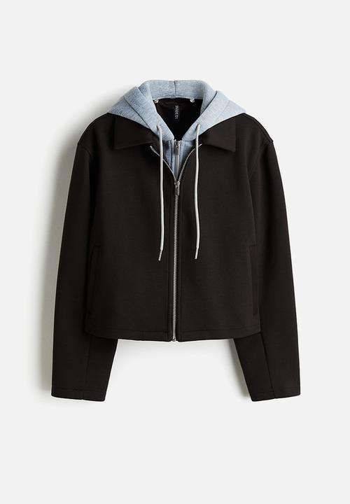 H&M - Layered scuba jacket - dark brown & grey marl