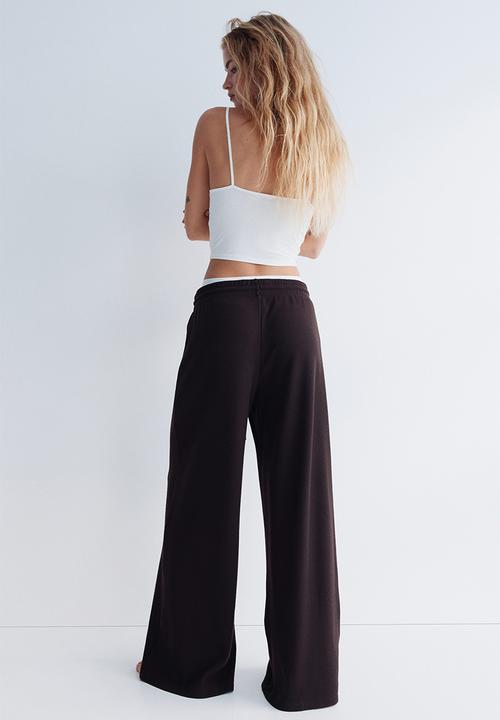 H&M - Waffled drawstring trousers - dark brown